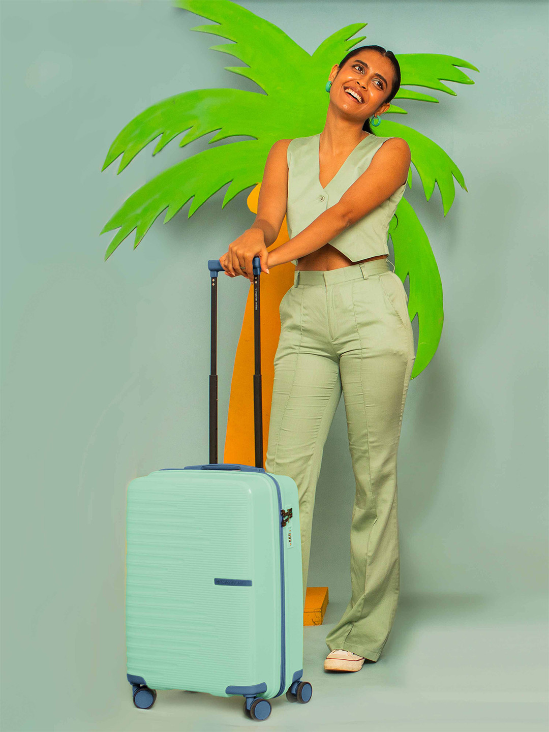 Nasher Miles Havelock Polypropylene TSA Lock Cabin Cyan Green Trolley Bag - 20 Inch 55 cm