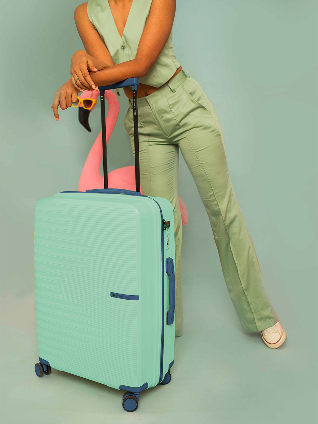 Nasher Miles Havelock Polypropylene TSA Lock Large Cyan Green Trolley Bag - 28 Inch 75 cm