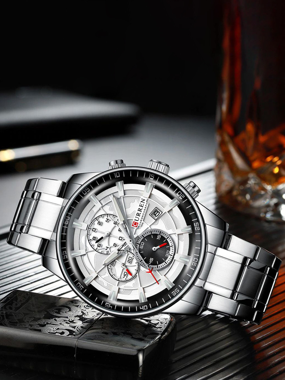 Curren Men Brass Dial & Stainless Steel Wrap Around Straps Analogue Watch CR-8362