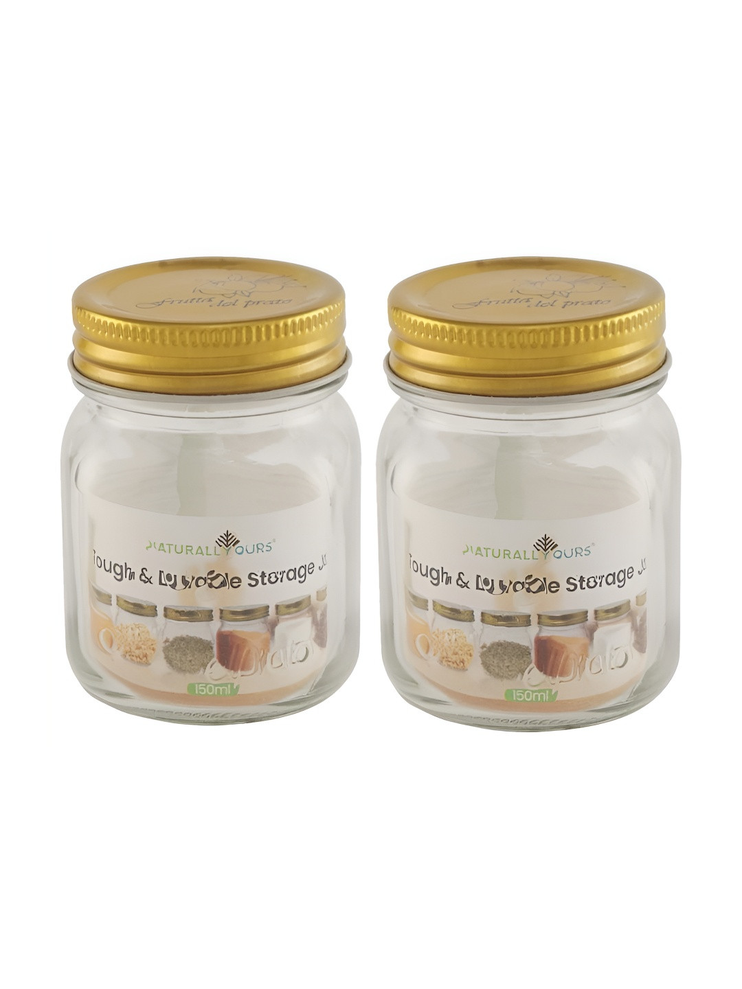 Naturally Yours Transparent Typography Glass Easy To Clean 2 Piece Screw Top Fridge Container-150ml