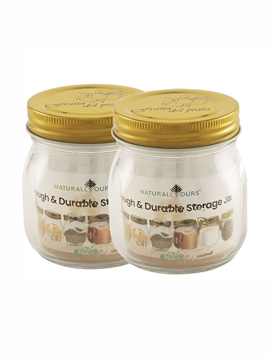 Naturally Yours Transparent Typography Glass Easy To Clean 2 Piece Screw Top Fridge Container-300ml