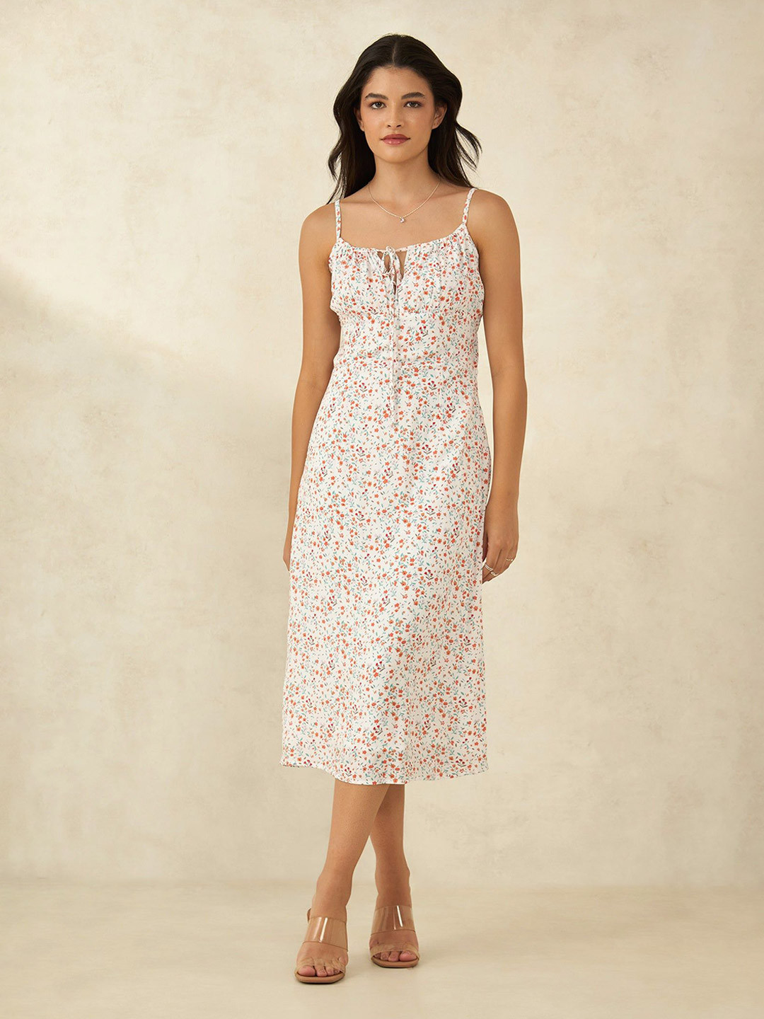 Virgio Pure Viscose Aop Floral Print Midi Dress