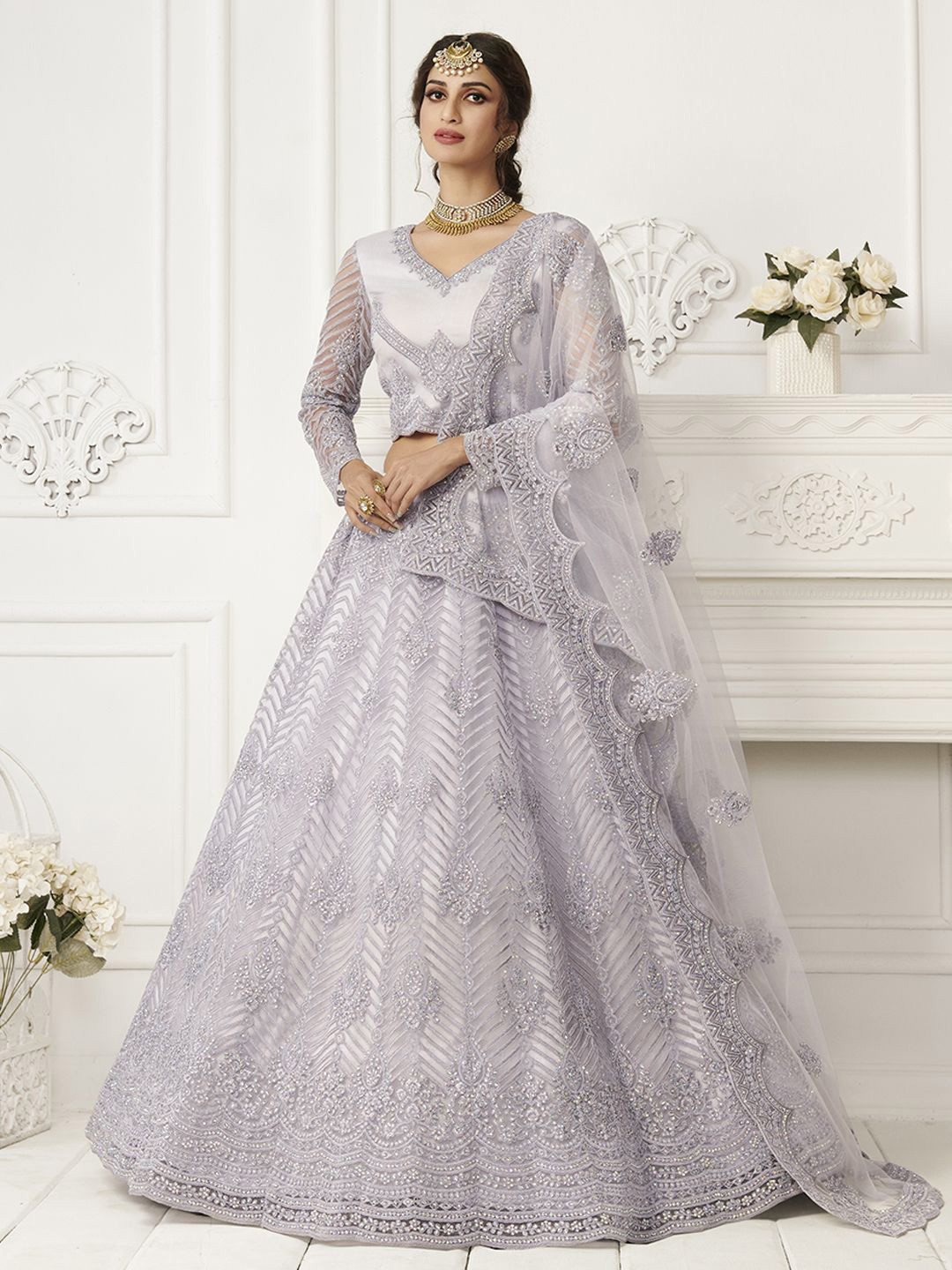 ALIZEH Lavender Wedding Lehenga Choli With Dupatta