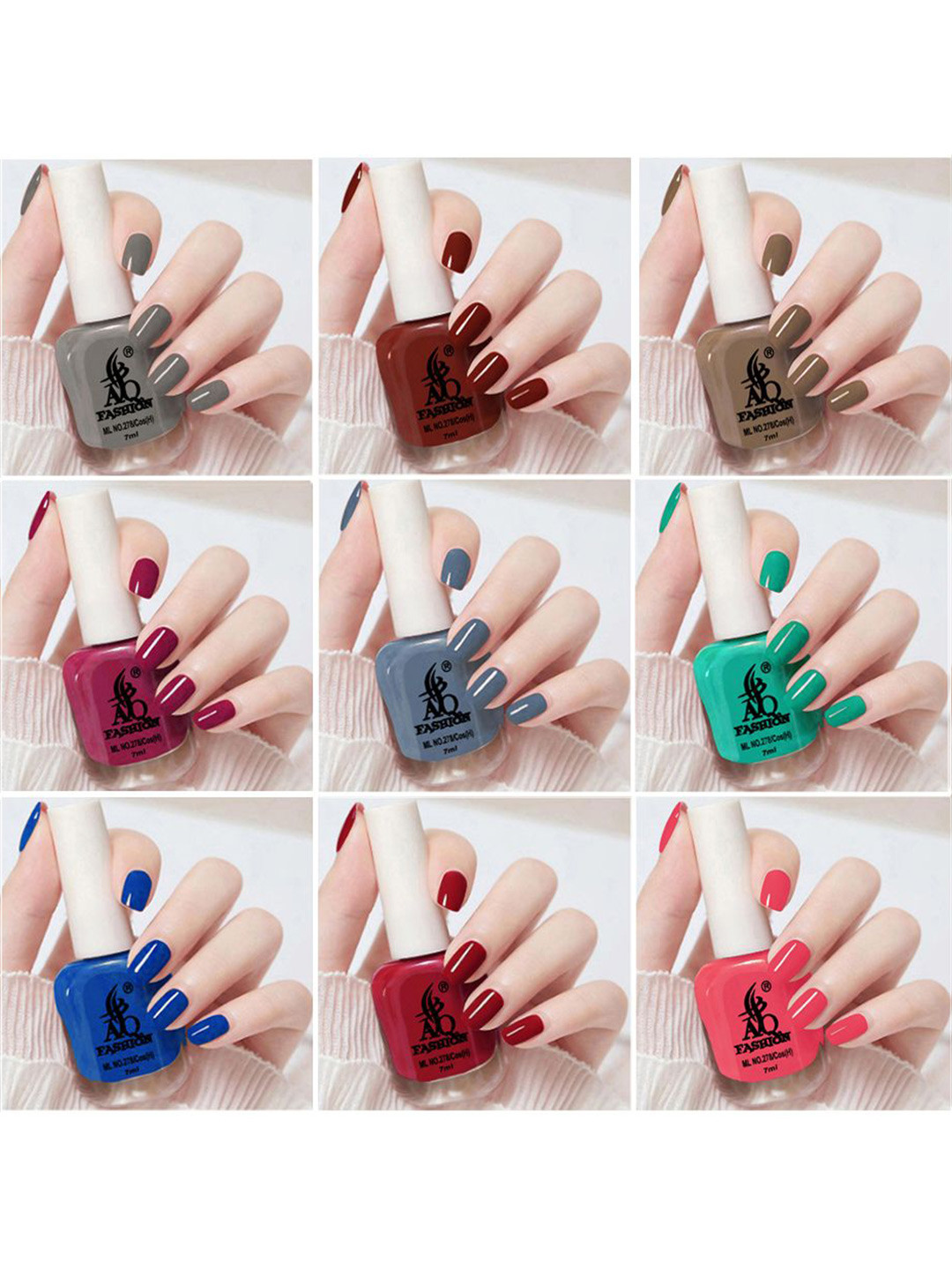 AQ FASHION Set Of 9 Glossy Long Lasting Nail Polish - 7 ml Each