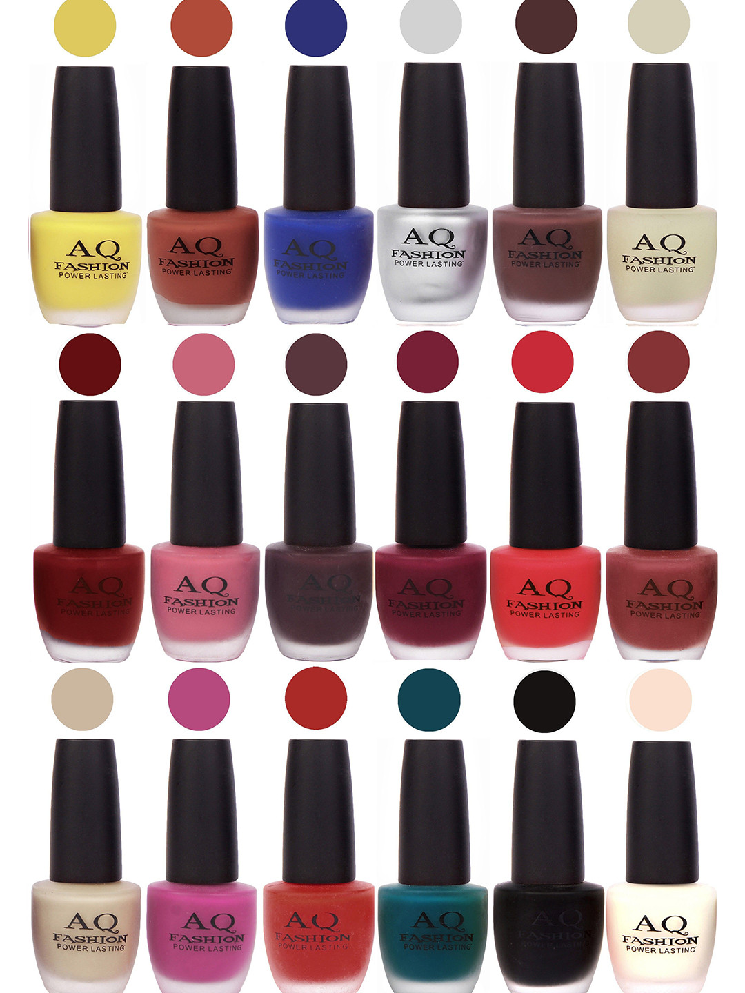 AQ FASHION Set Of 18 Power Lasting Velvet Matte Finish Nail Polish - 15 ml Each