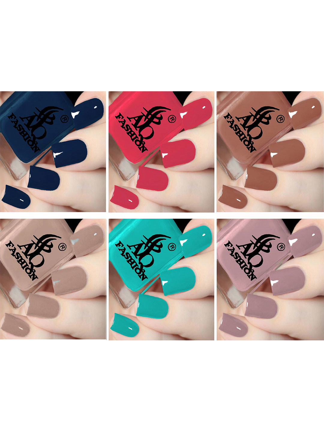 AQ FASHION Set Of 6 Glossy Long Lasting Nail Polish - 10 ml Each