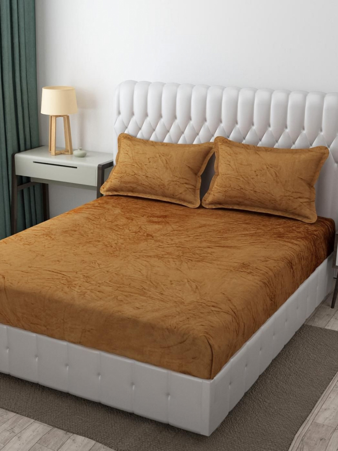 Banchmark Home Furnishings Brown 200 TC King Bedsheet with 2 Pillow Covers