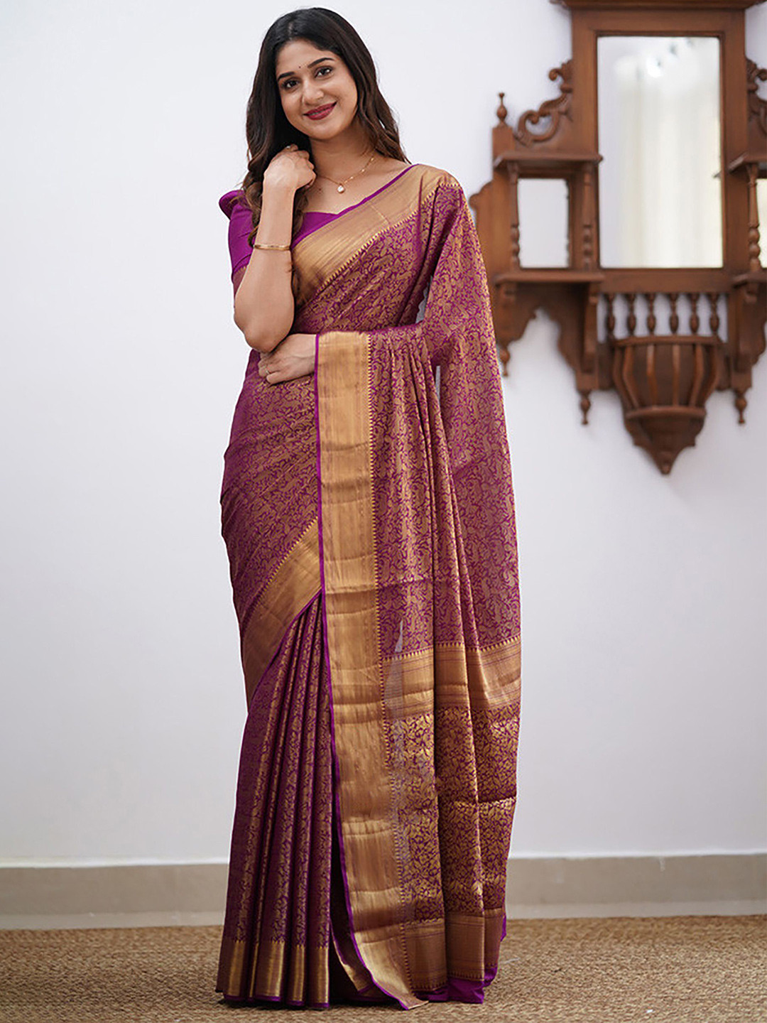 Anjaneya Sarees Woven Design Zari Silk Blend Banarasi Saree