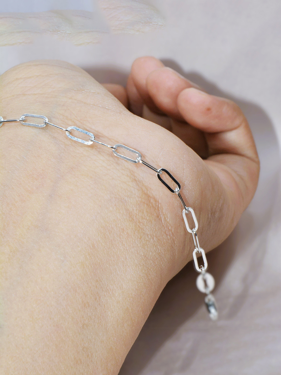 Luxevogue Rhodium Plated Link Chain 925 Sterling Silver Bracelet Charm and Men