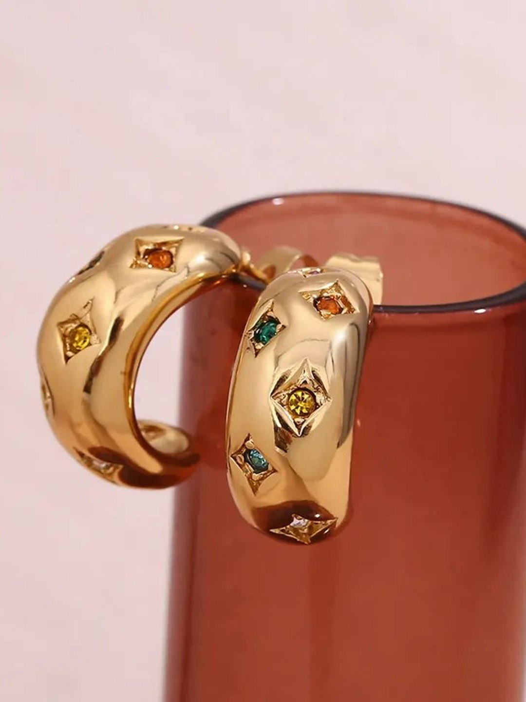 DIVASTRI Dome Shaped Half Hoop Earrings