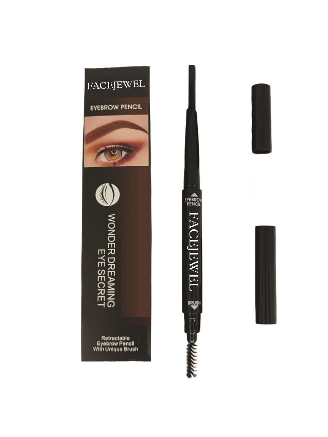 Facejewel 2 In 1 Retractable Eyebrow Pencil With Brush- 4 G- Po2 Black & Brown