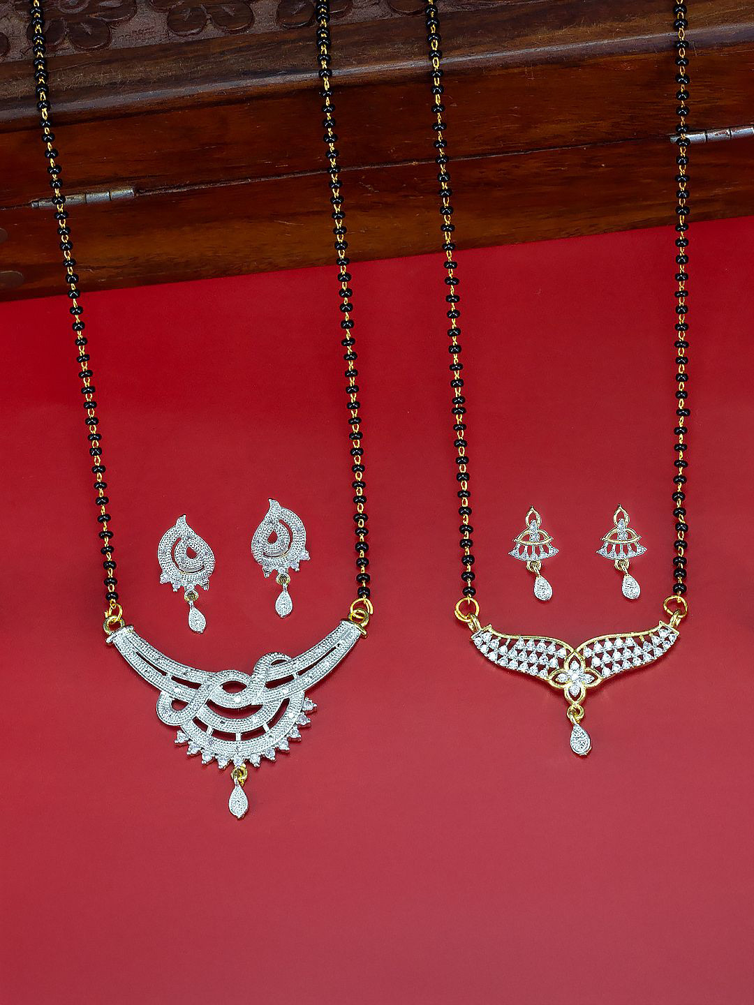 PRIVIU Set Of Two Gold Plated Mangalsutra