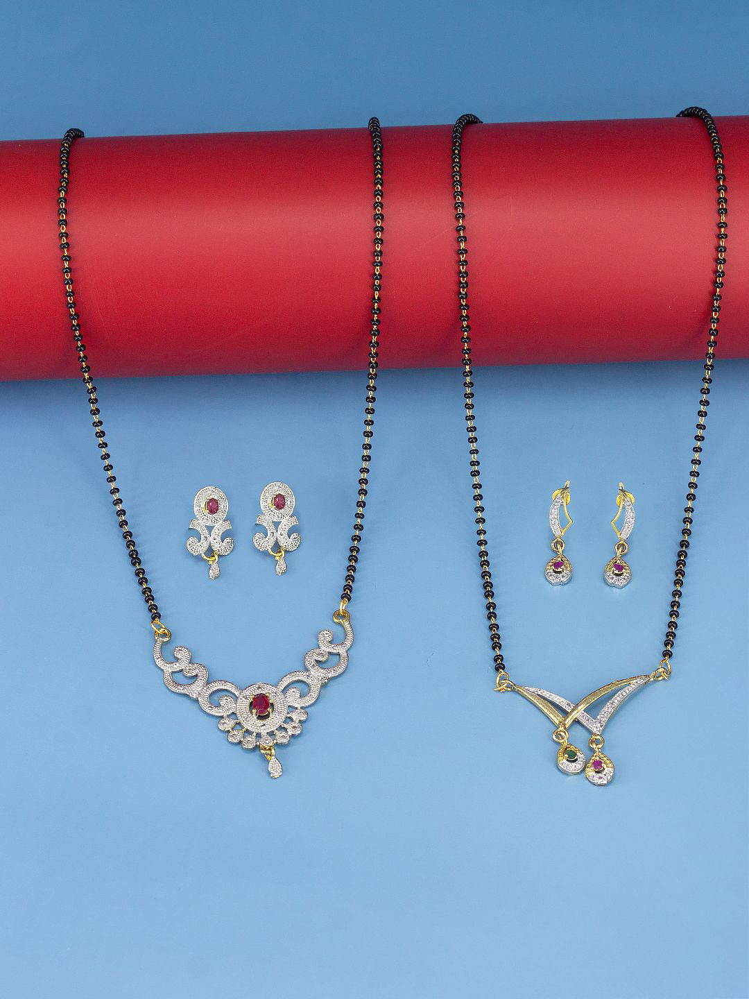 PRIVIU Set Of Two Gold Plated Mangalsutra