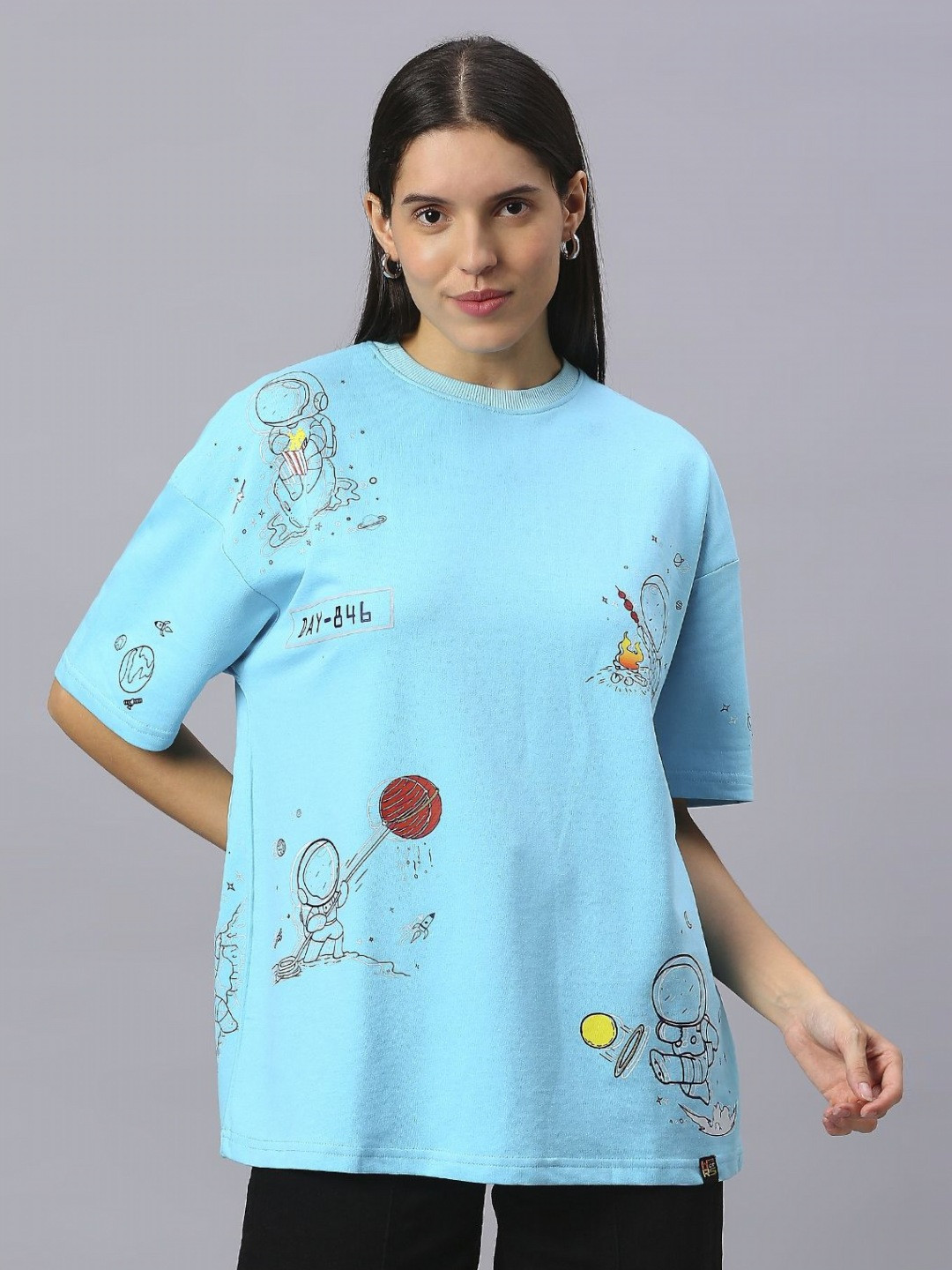 HOUSE OF RS Sustainable Women Astronaut in the Ocean Baggy Printed T-shirt