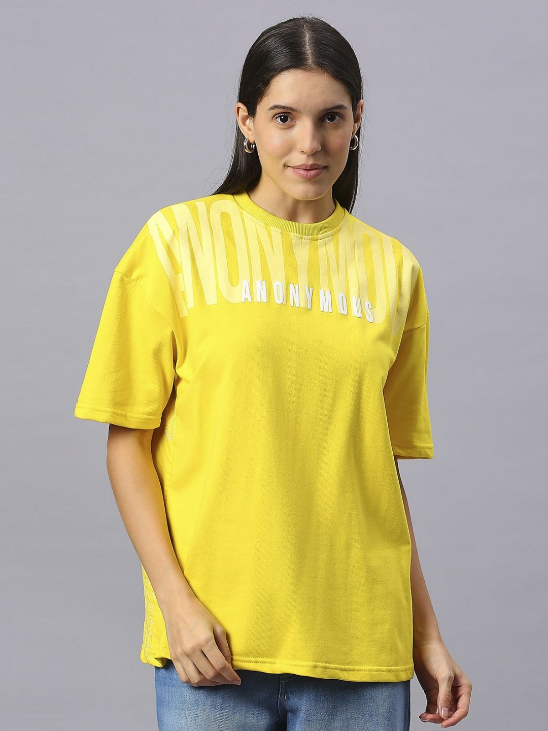 HOUSE OF RS Sustainable Women Tekno Anonymous Empire Printed Oversized T-shirt