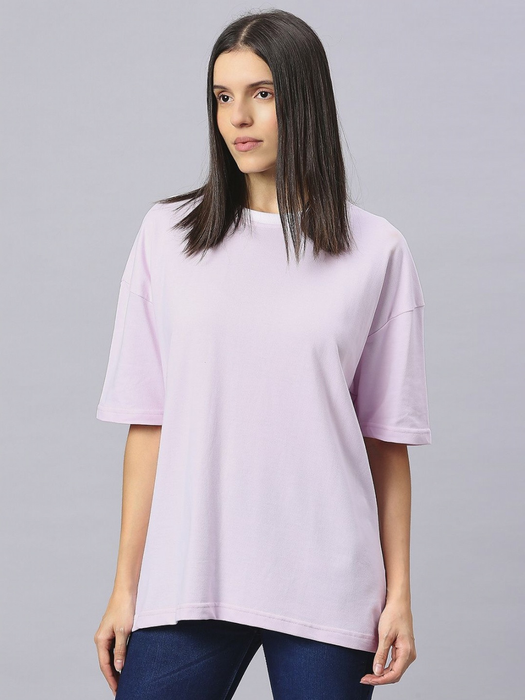 HOUSE OF RS Women Sustainable Solid Oversized T-shirt