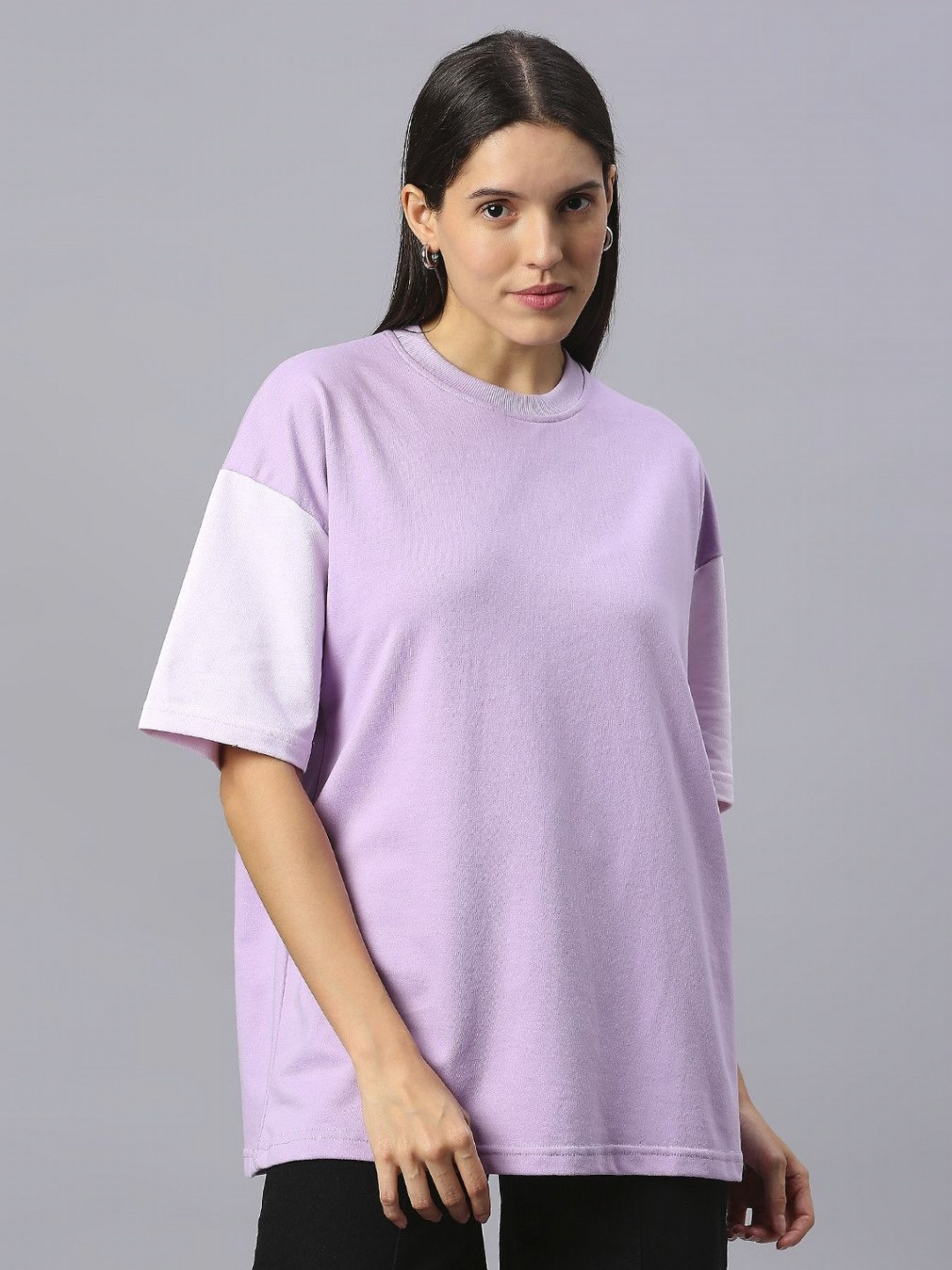 HOUSE OF RS Women Sustainable Cloud Solid Oversized T-shirt