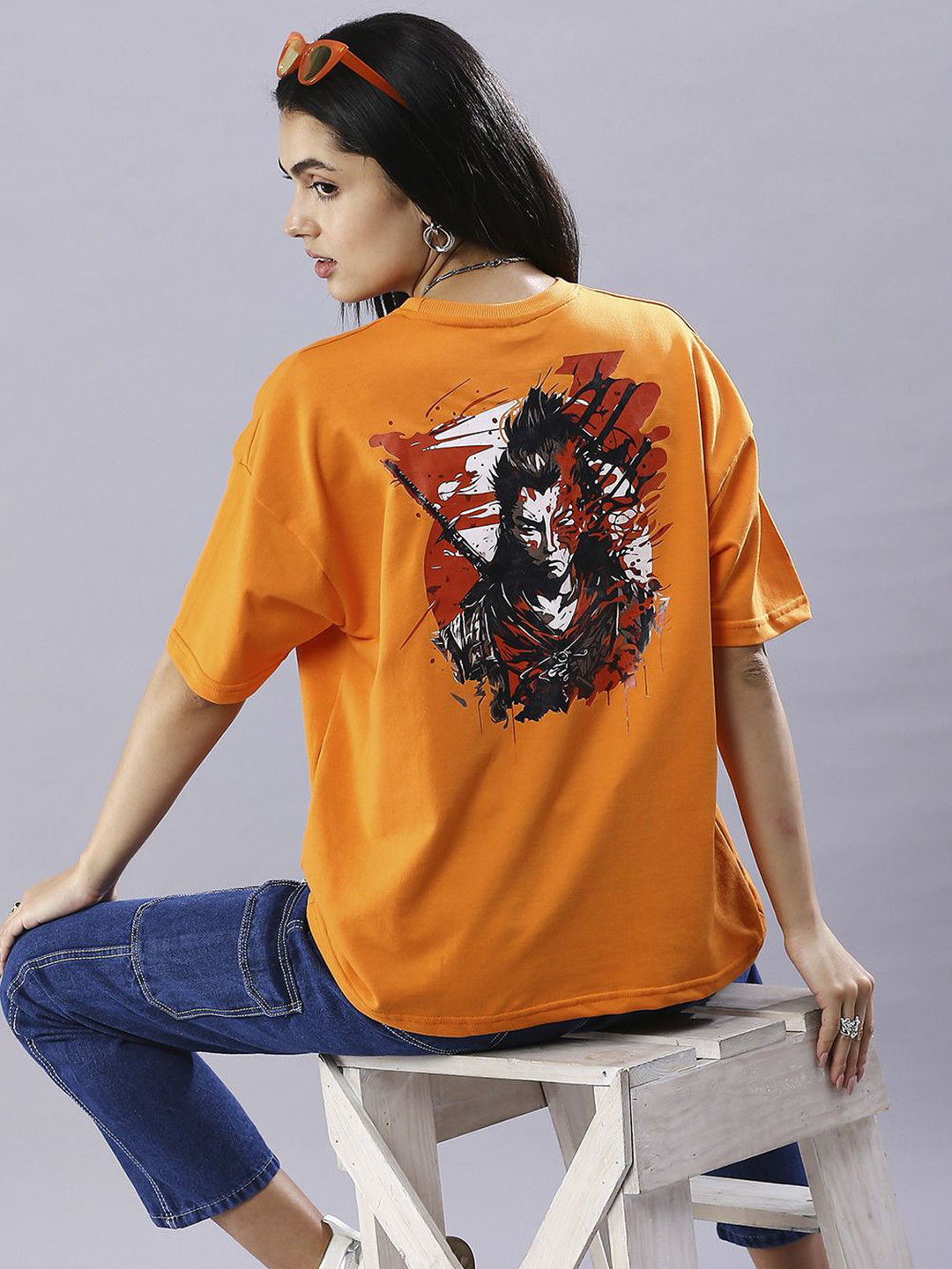 HOUSE OF RS Women Sustainable Ghost of Tsushima Printed Oversized T-shirt