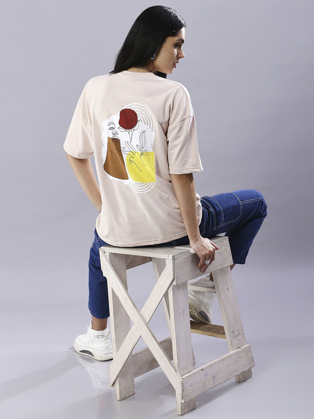 HOUSE OF RS Women Sustainable Masterpiece Printed Oversized T-shirt