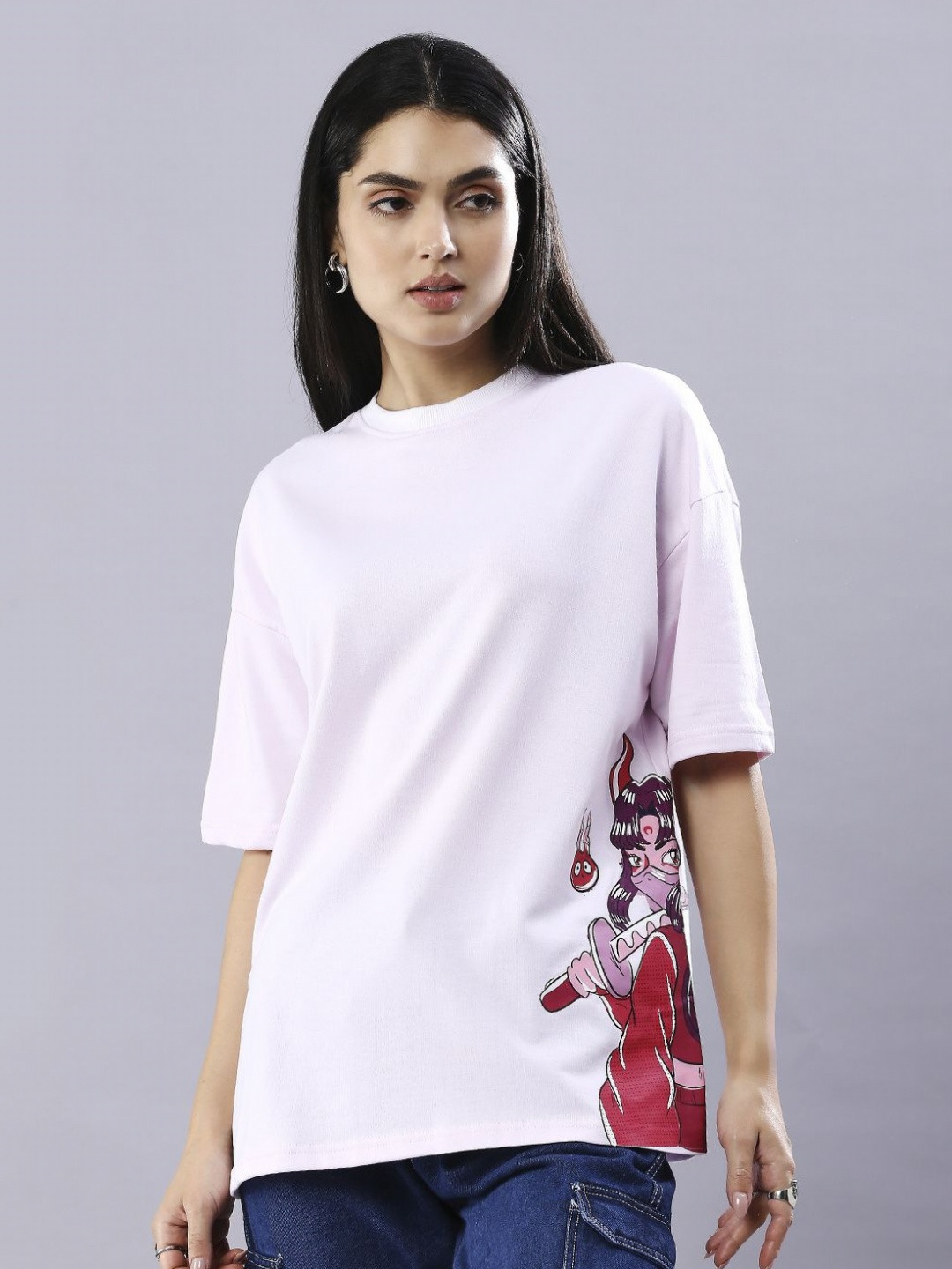 HOUSE OF RS Women Sustainable Geisha Guardian Printed Oversized T-shirt