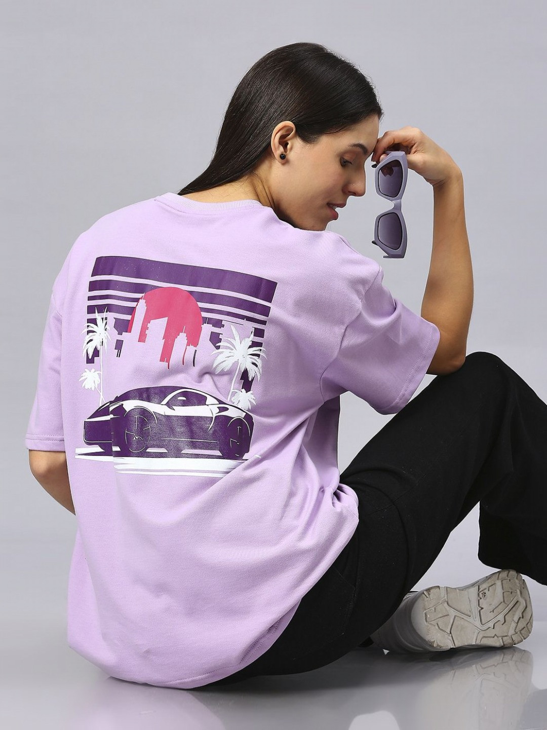 HOUSE OF RS Women Sustainable Dank Panda GTA Printed Oversized T-shirt