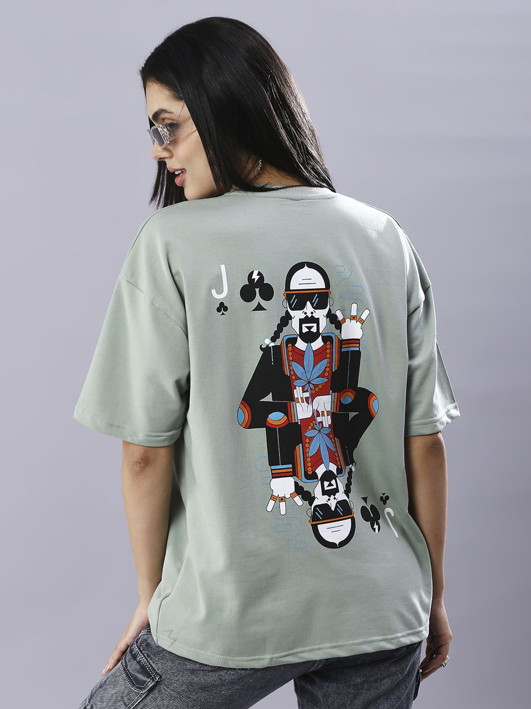 HOUSE OF RS Women Sustainable Organics High Dogg Printed Oversized Crop T-shirt
