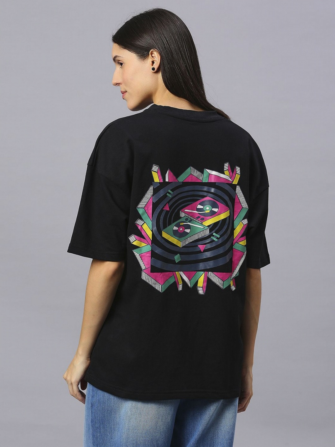 HOUSE OF RS Women Sustainable Basshunter Printed Oversized T-shirt