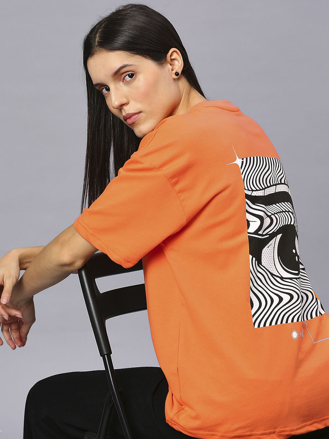 HOUSE OF RS Women Sustainable Blaze Visionary Printed Oversized T-shirt