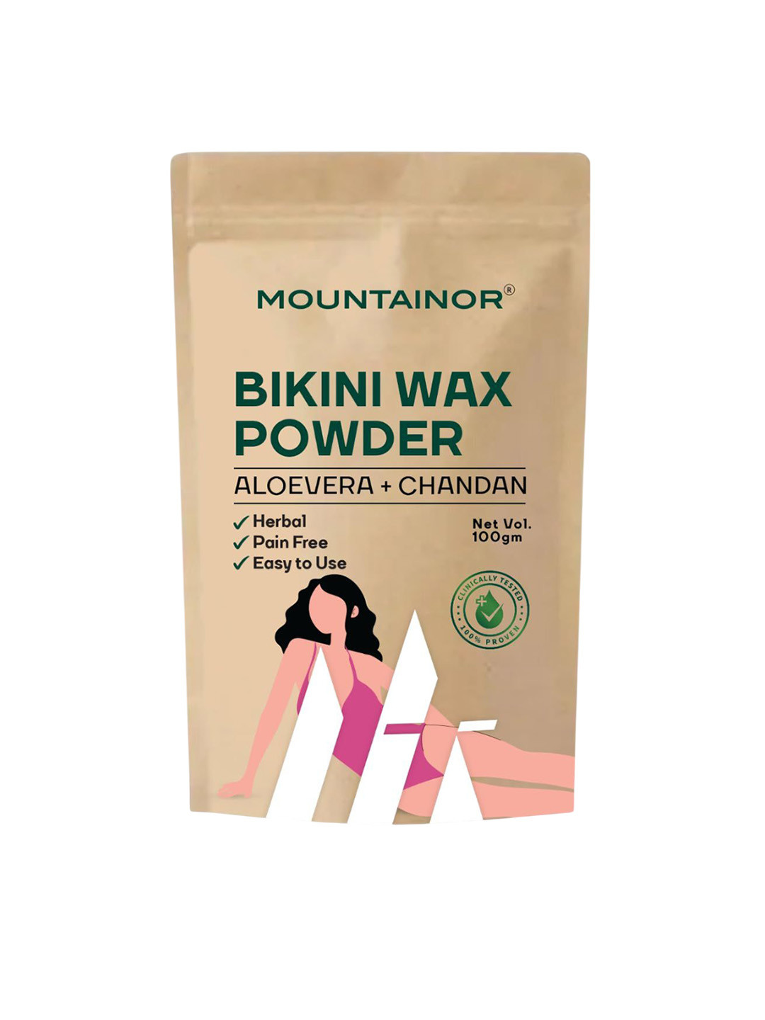 Mountianor Bikini Wax Powder With Chandan & Aloevera - 100 gm