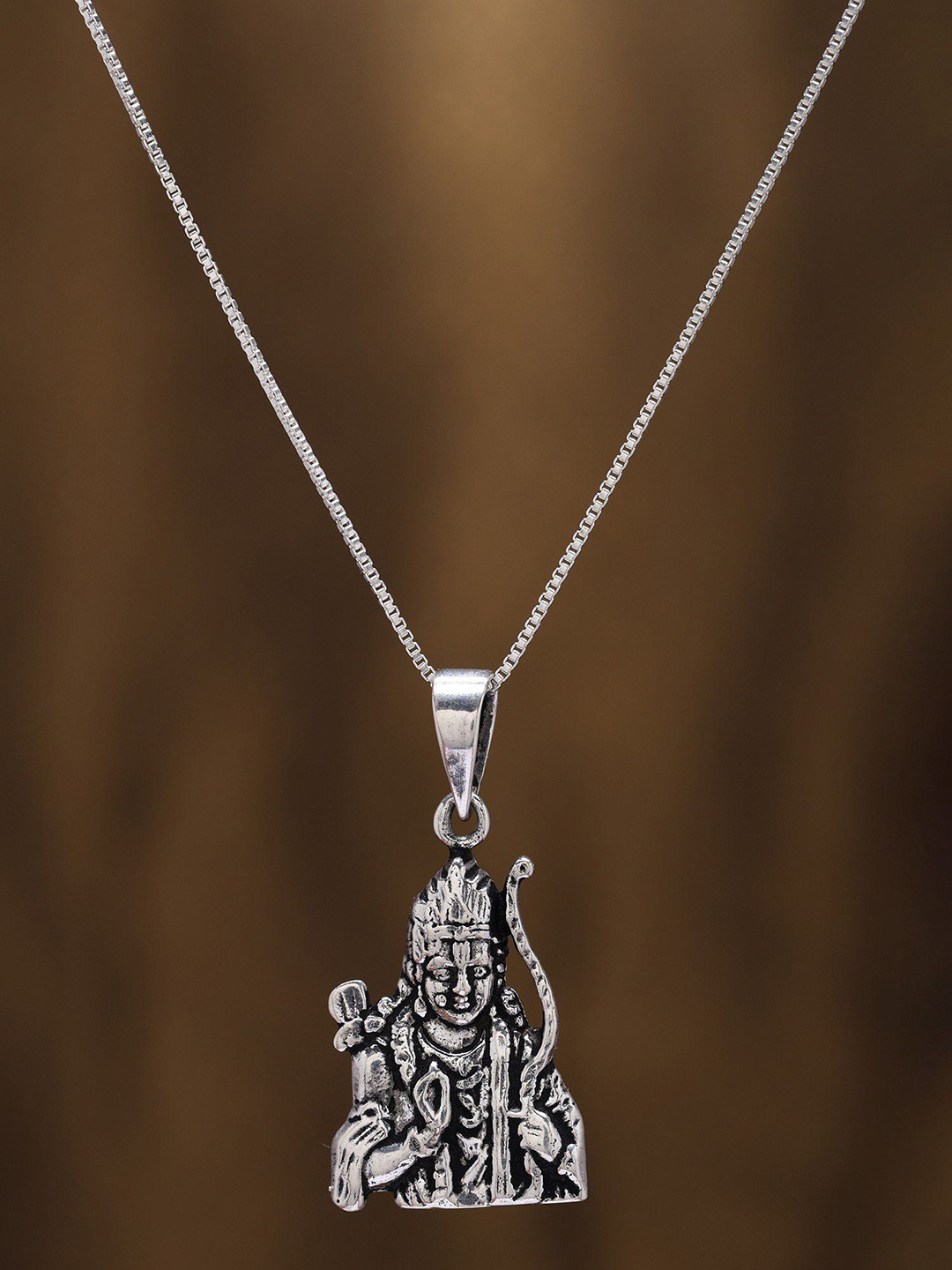 Exotic India Sterling Silver Lord Ram Bust Pendant