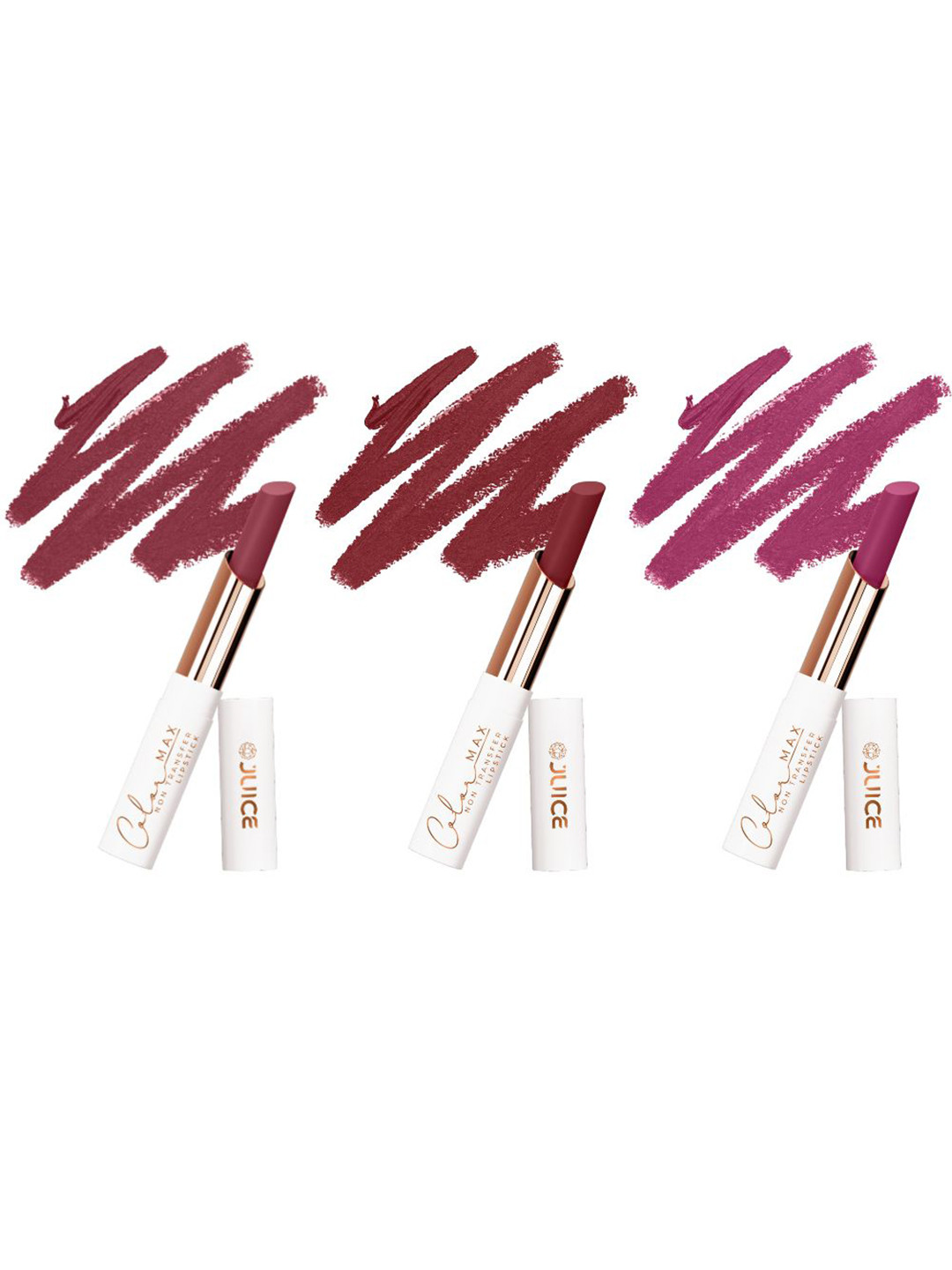 JUICE Set Of 3 Color Max Non Transfer Lipstick- 2.3 g- Shade- M01- M05- M06