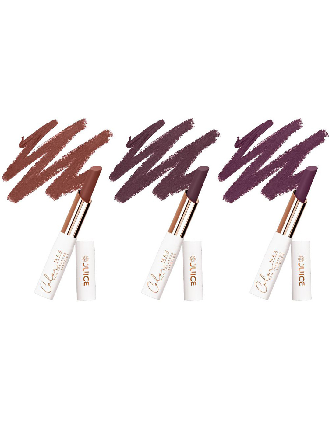 JUICE Set Of 3 Color Max Non Transfer Lipstick- Shade- M02- M14- M15