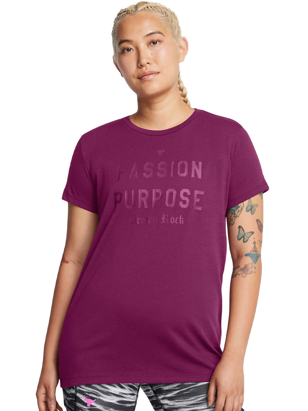 UNDER ARMOUR Women UA Project Rock Printed Round Neck Cotton Training T-shirt