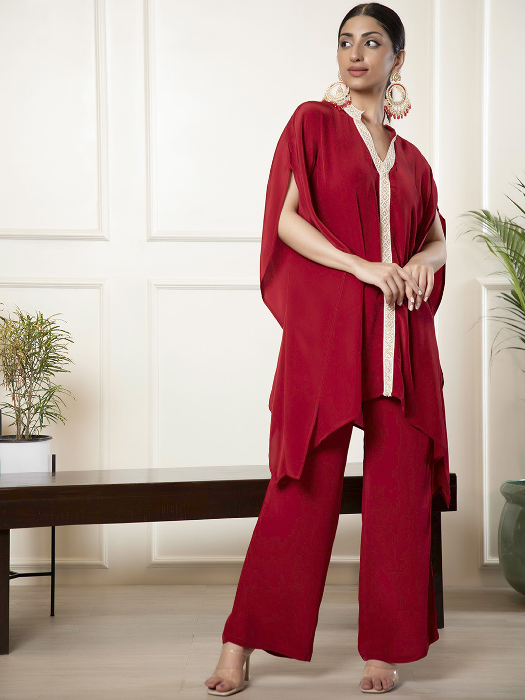 Urban Sundari Mandarin Collar Tunic With Trousers Kaftan Set