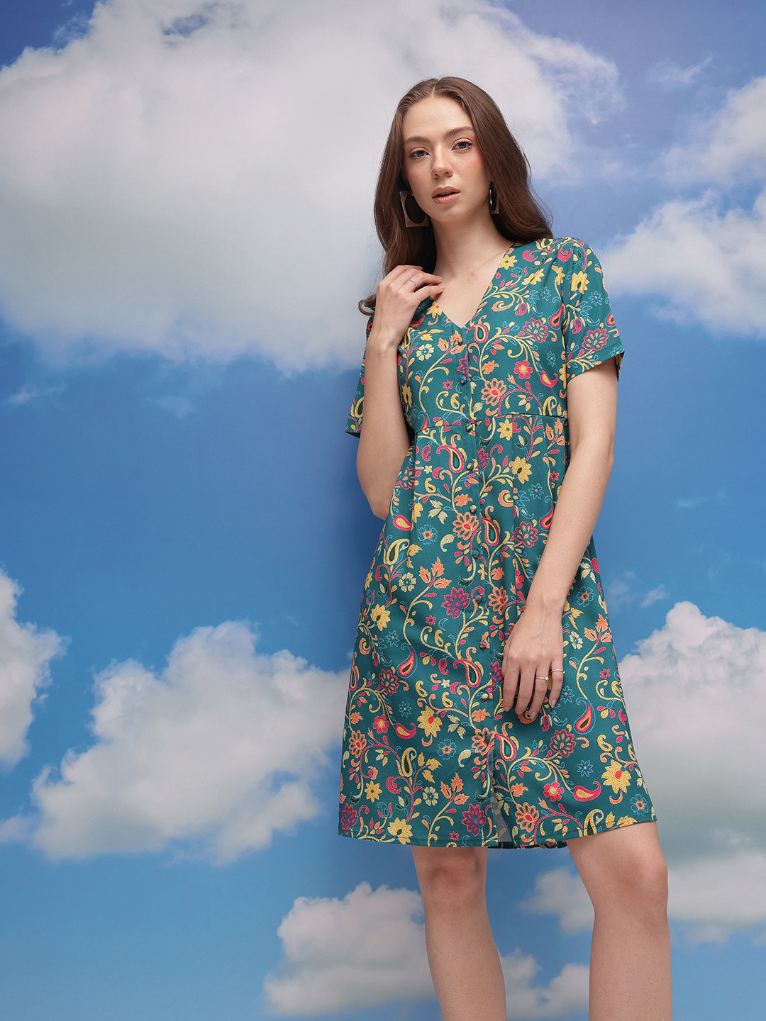 CORSICA Floral Print A-Line Dress