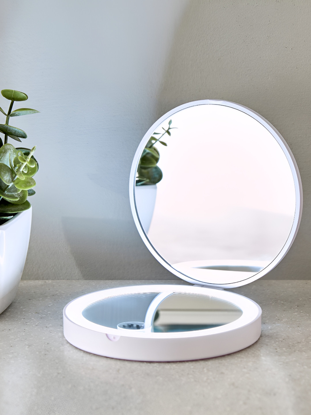 Home Centre White Foldable Pocket Mirror