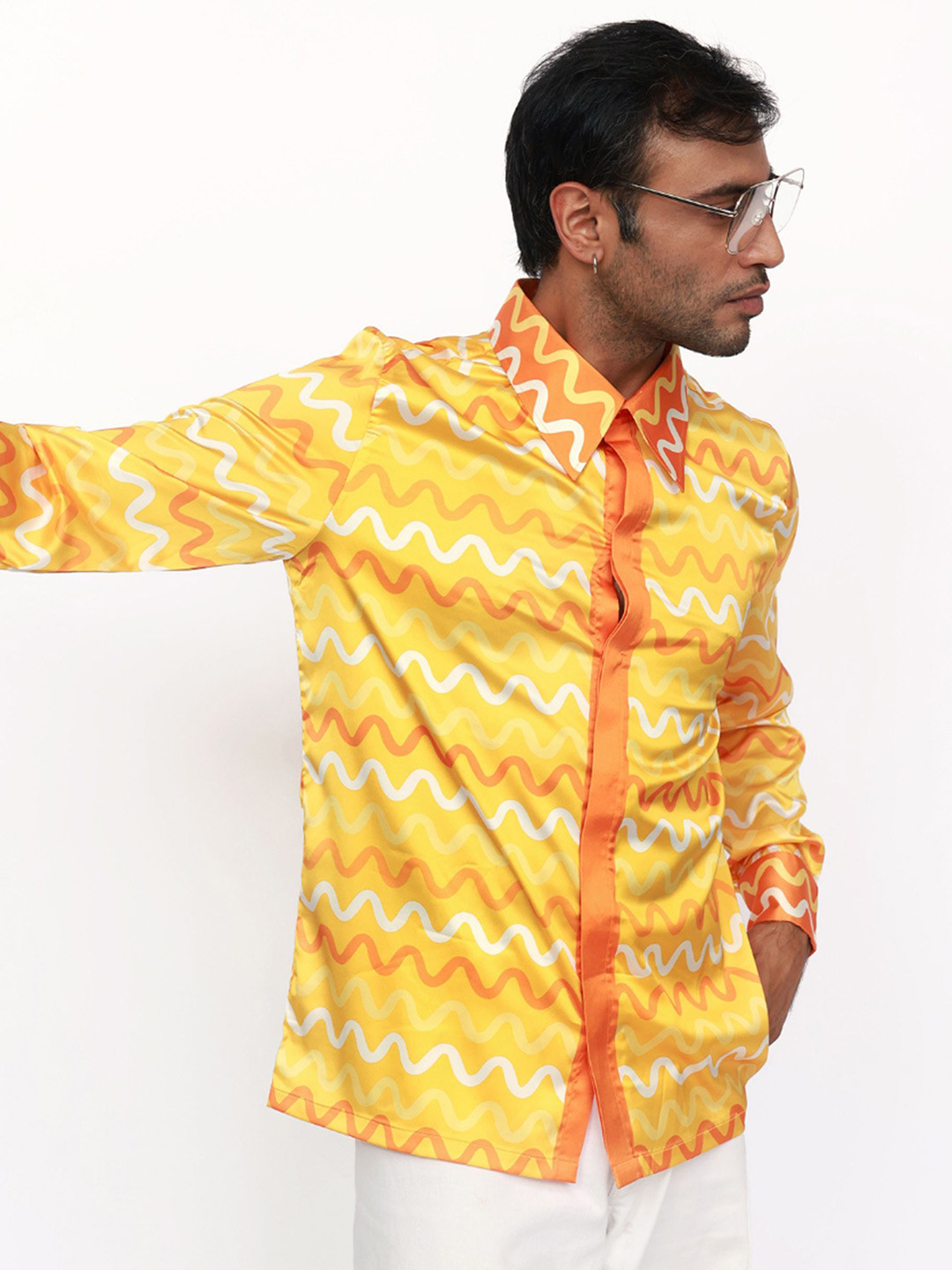 CLUBHAVANA Men Sunset Serenity Comfort Fit Printed Premium Soft Satin Casual Shirt