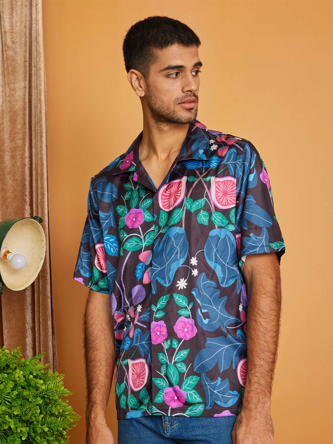 CLUBHAVANA Berry Burst Comfort Floral Printed Premium Soft Satin Casual Shirt