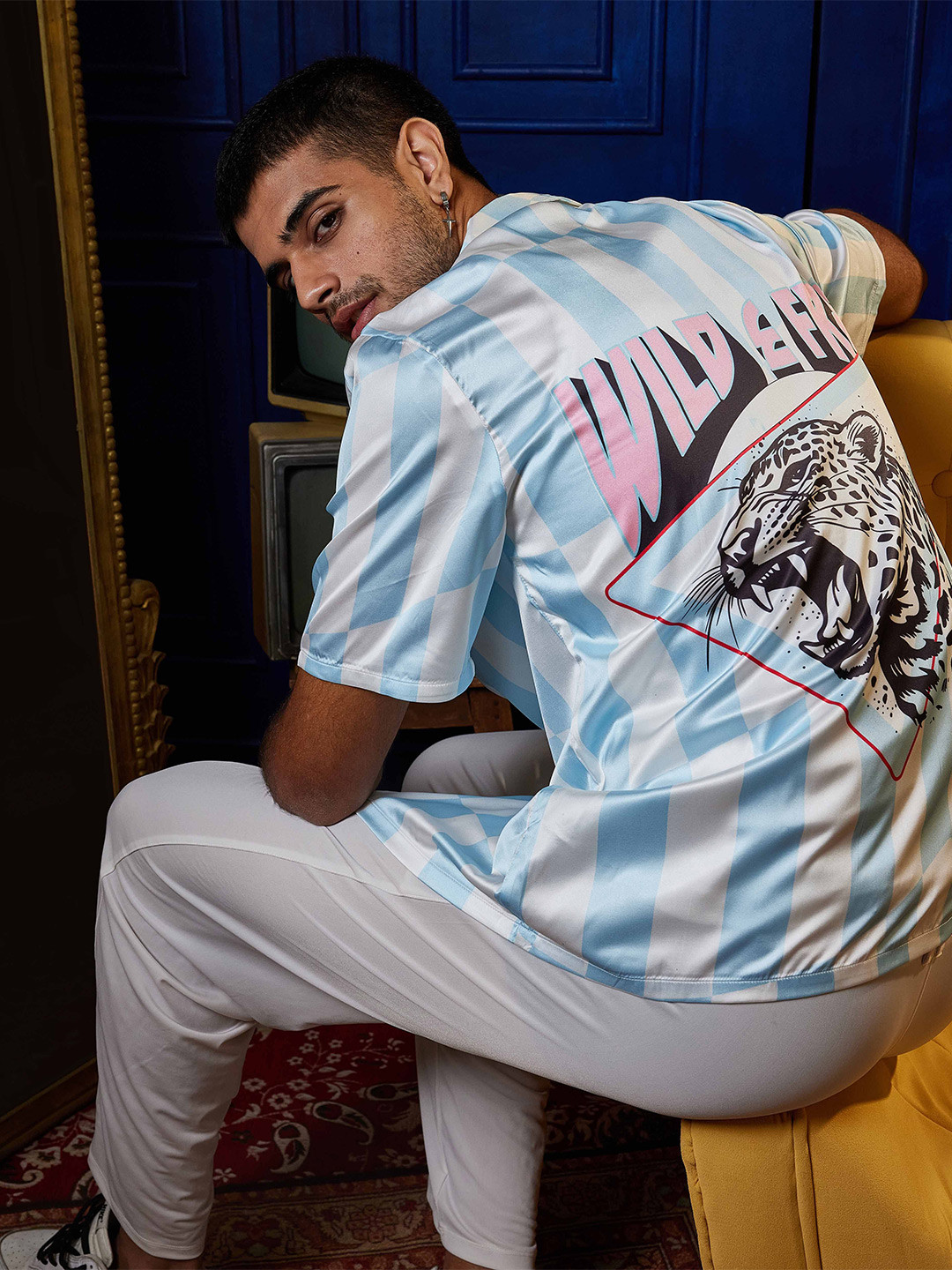 CLUBHAVANA Wild & Free Comfort Fit Graphic Printed Premium Soft Satin Casual Shirt