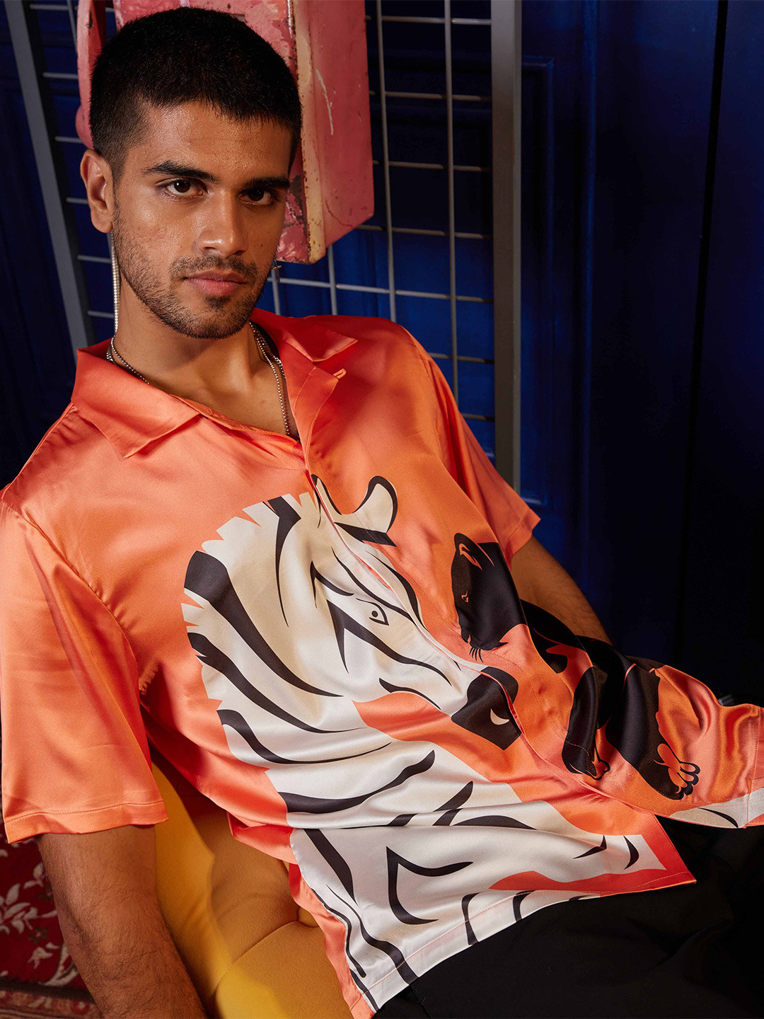 CLUBHAVANA Safari Comfort Animal Printed Premium Soft Satin Casual Shirt