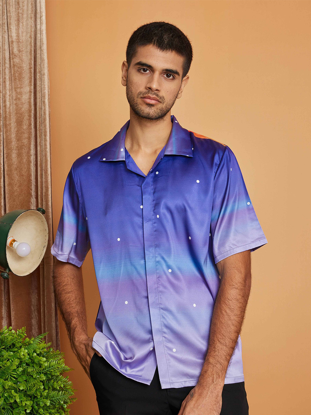CLUBHAVANA Eclectic Premium Fit Graphic Printed Premium Soft Satin Casual Shirt