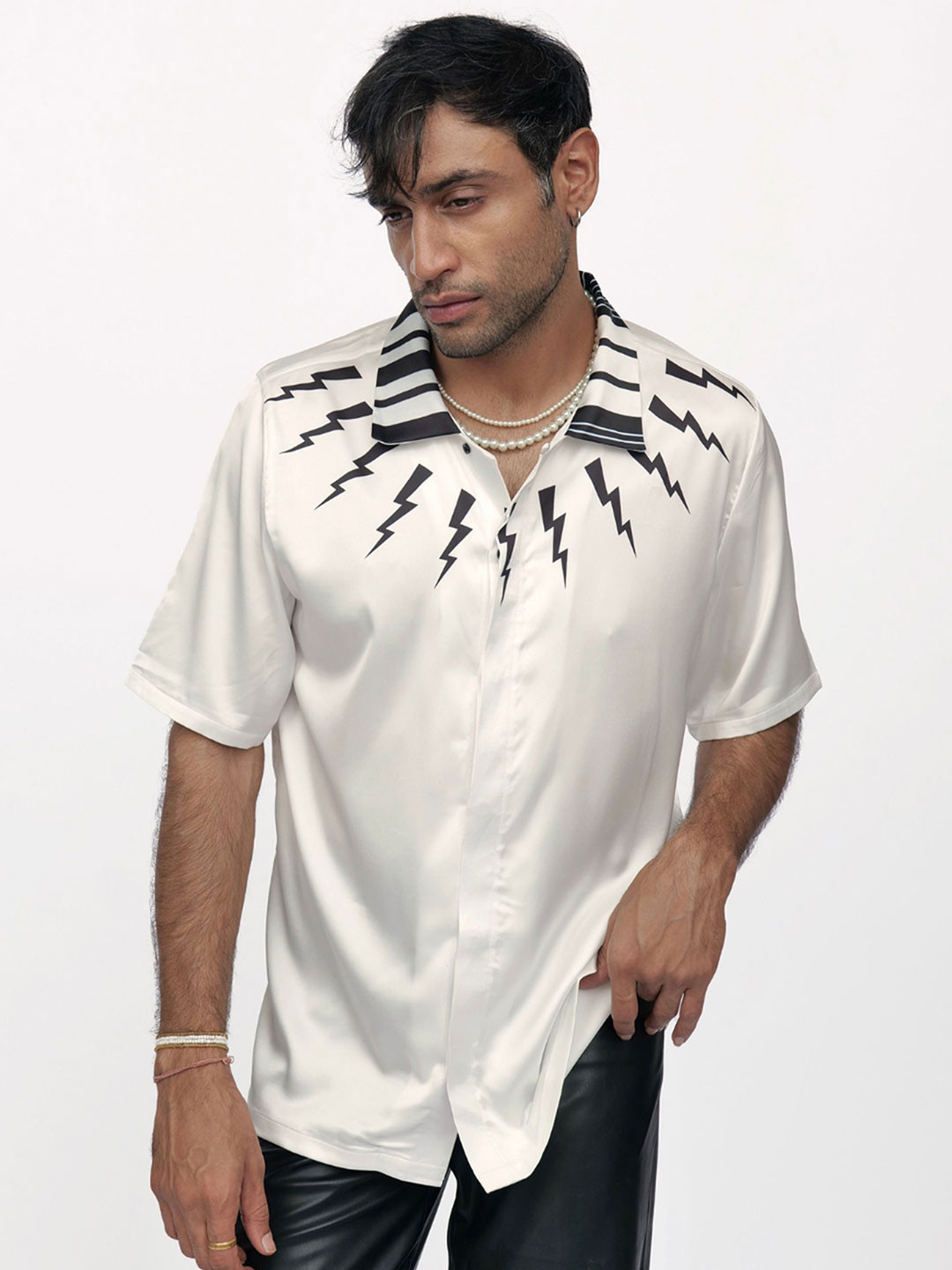 CLUBHAVANA Thunderclap Comfort Graphic Printed Premium Soft Satin Casual Shirt