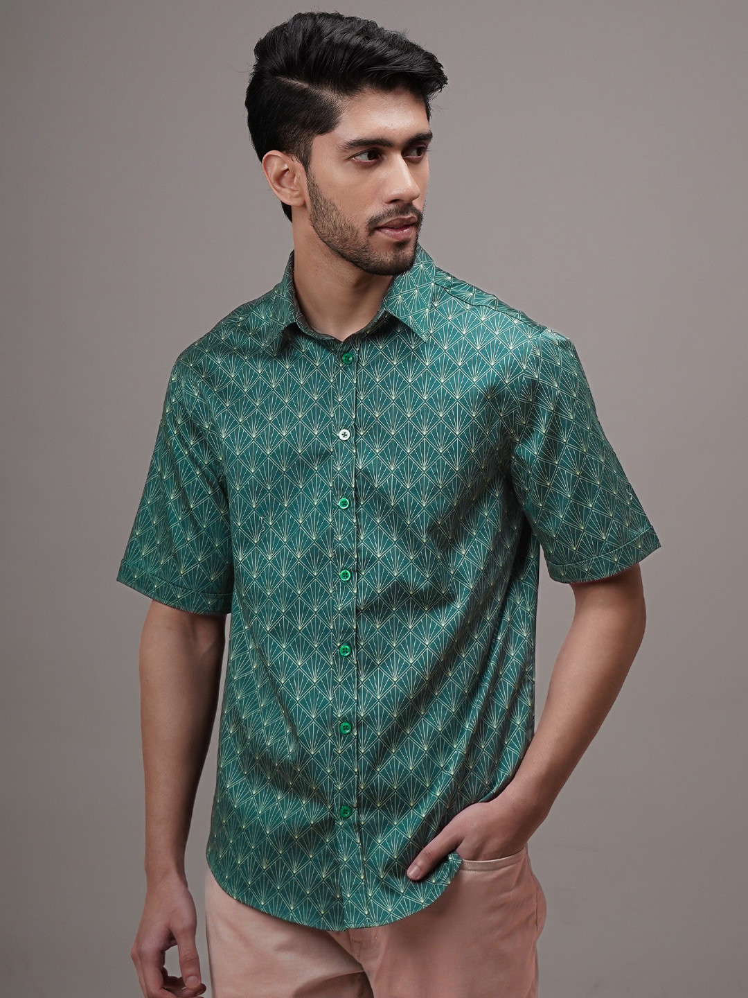 CLUBHAVANA Comfort Fit Geometric Harmony Printed Cotton Casual Shirt