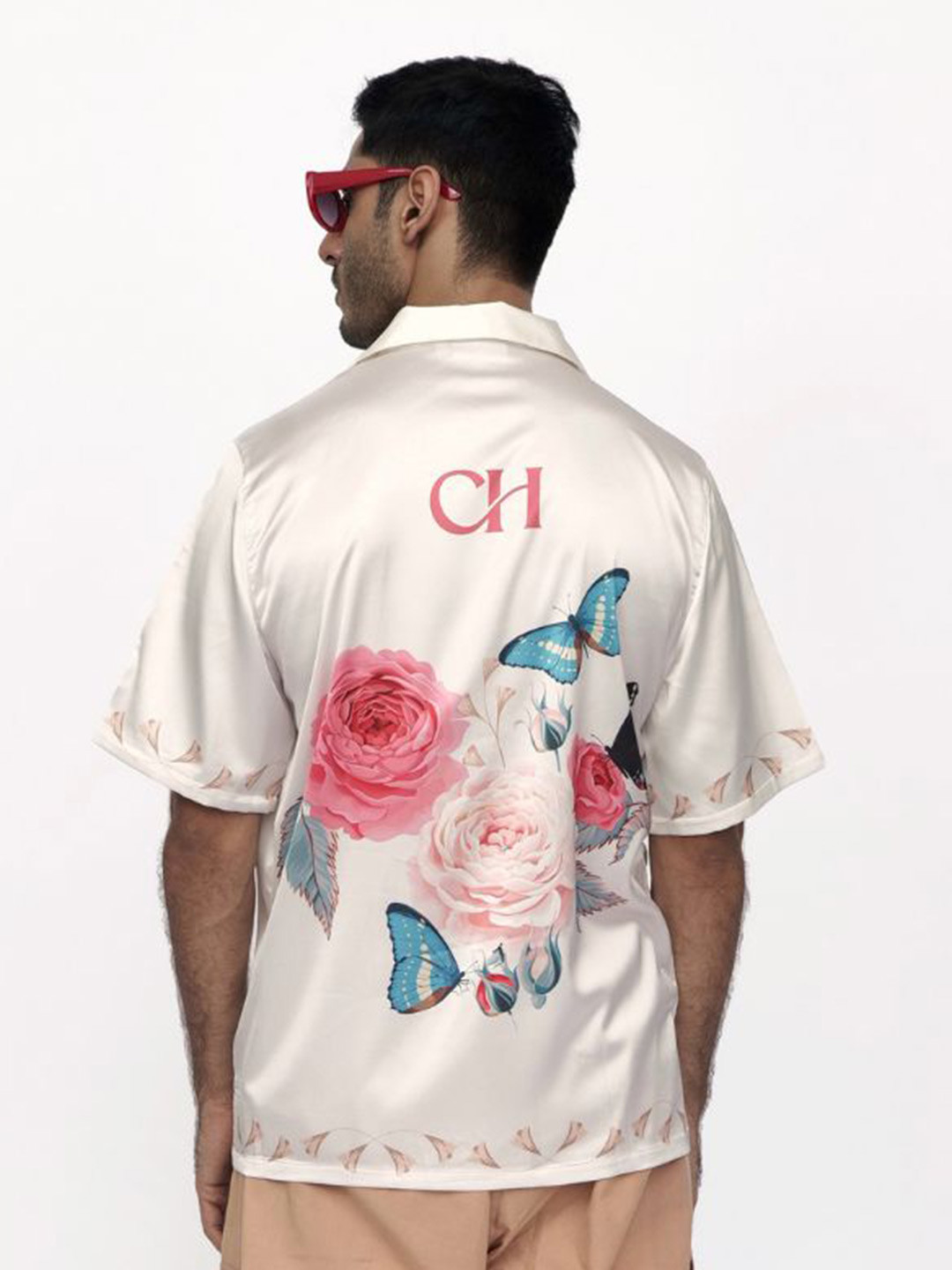 CLUBHAVANA Men Nature Ballet Comfort Relaxed Fit Floral Printed Satin Casual Shirt