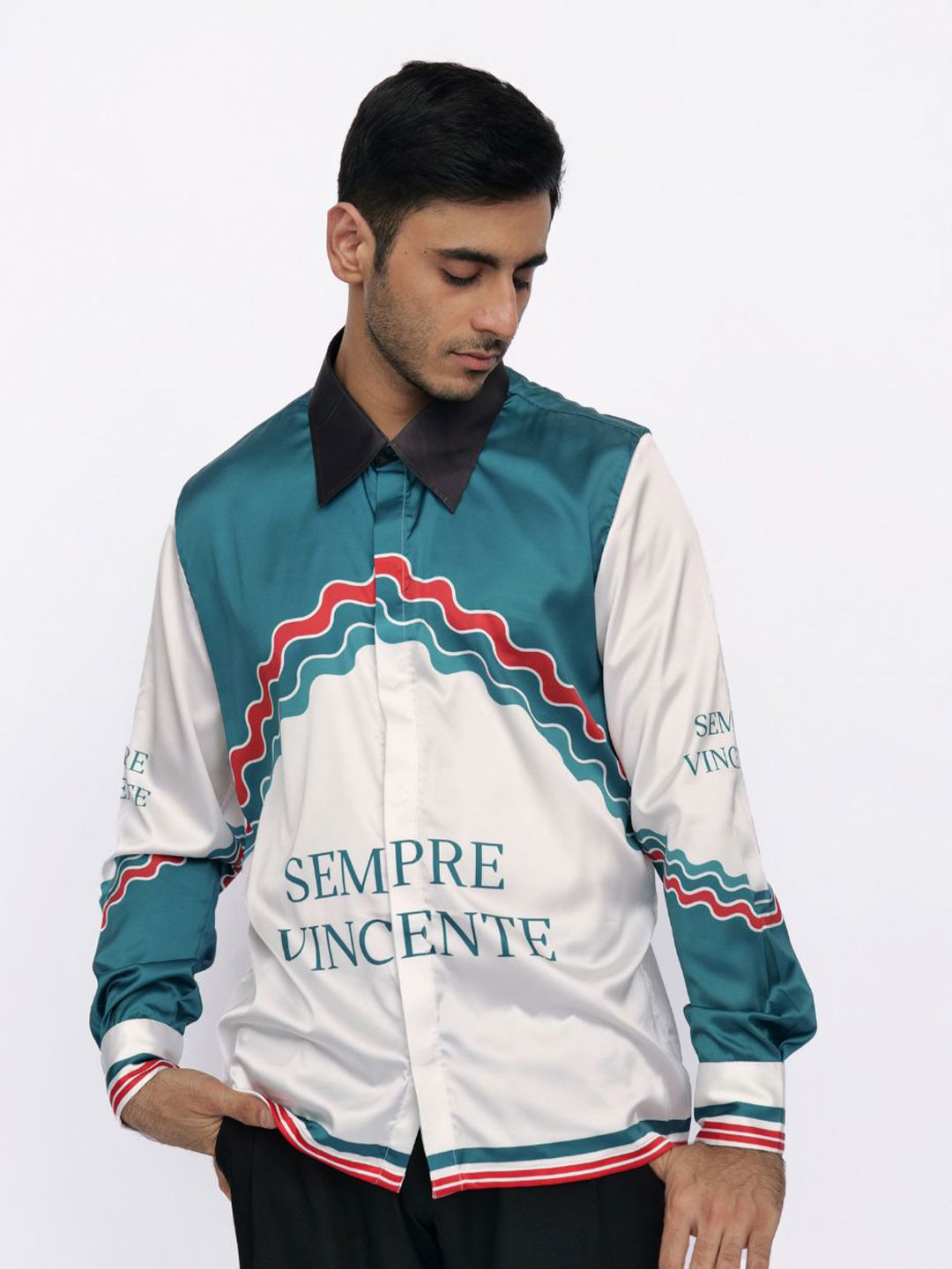 CLUBHAVANA Victory Vision Comfort Relaxed Fit Typography Printed Premium Soft Satin Shirt