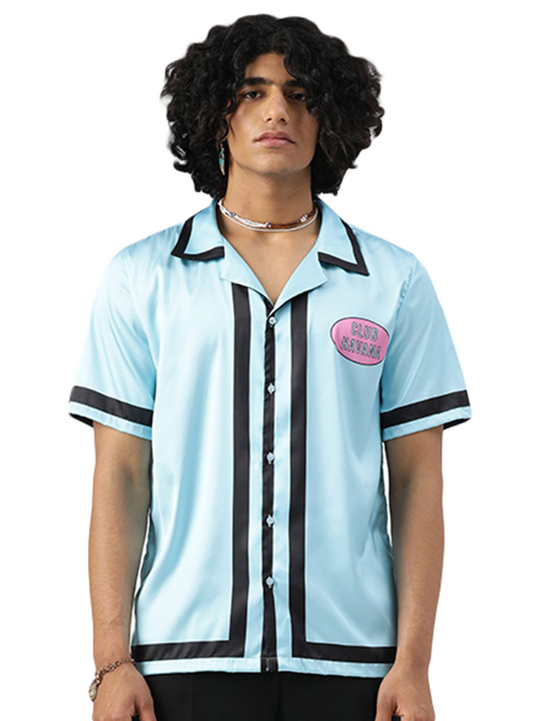 CLUBHAVANA Retro Revelry Comfort Fit Typography Printed Premium Soft Satin Casual Shirt