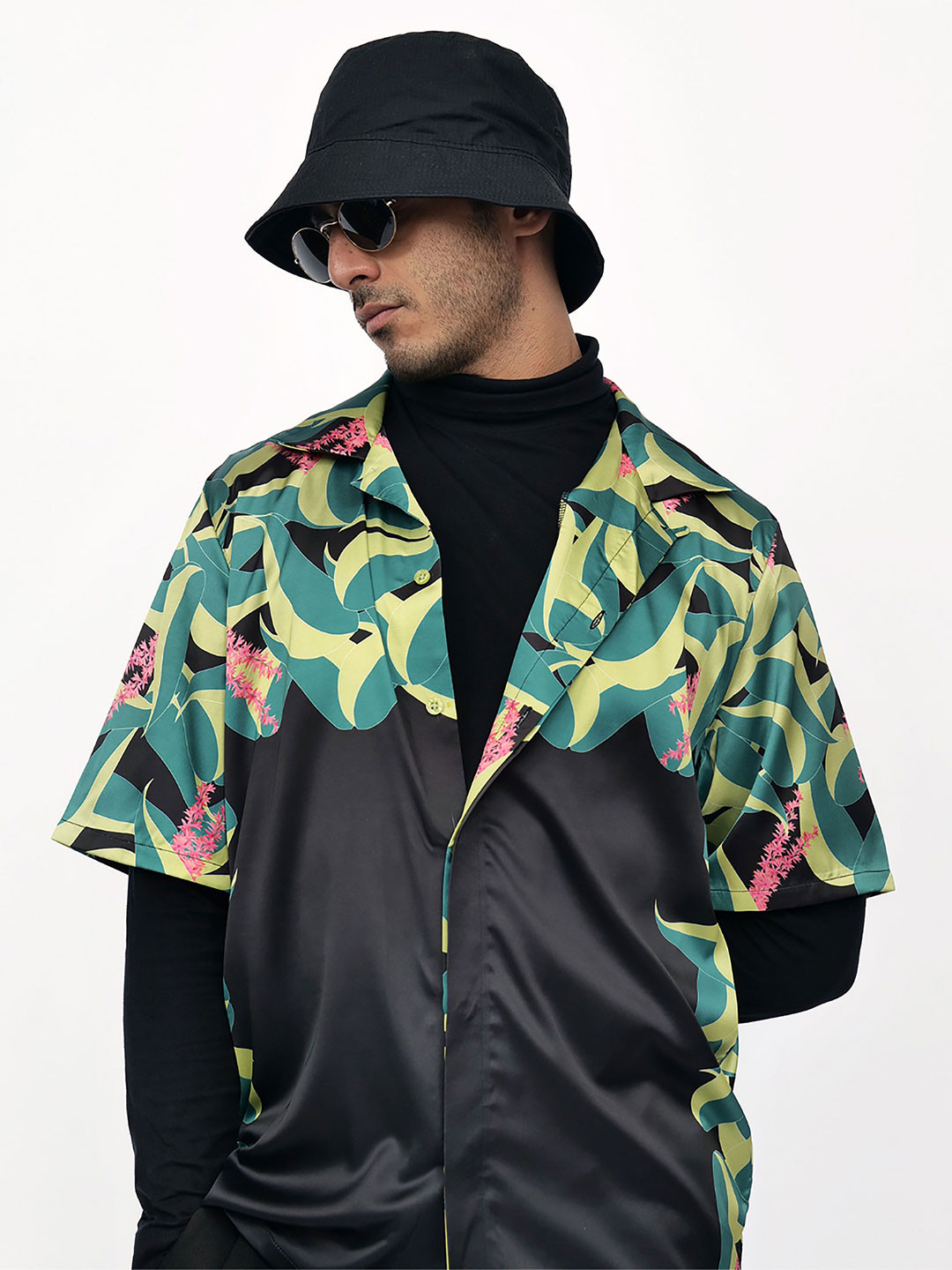 CLUBHAVANA Volcano Vista Comfort Relaxed Fit Graphic Printed Premium Soft Satin Shirt