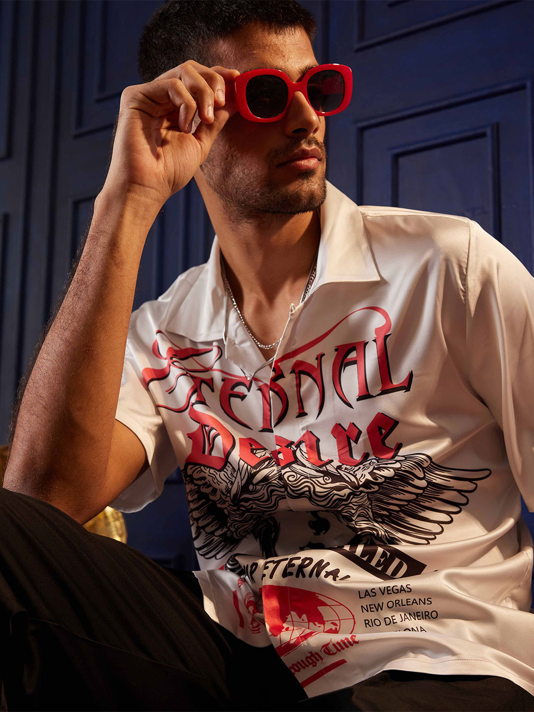 CLUBHAVANA Adventure Comfort Graphic Printed Premium Soft Satin Casual Shirt