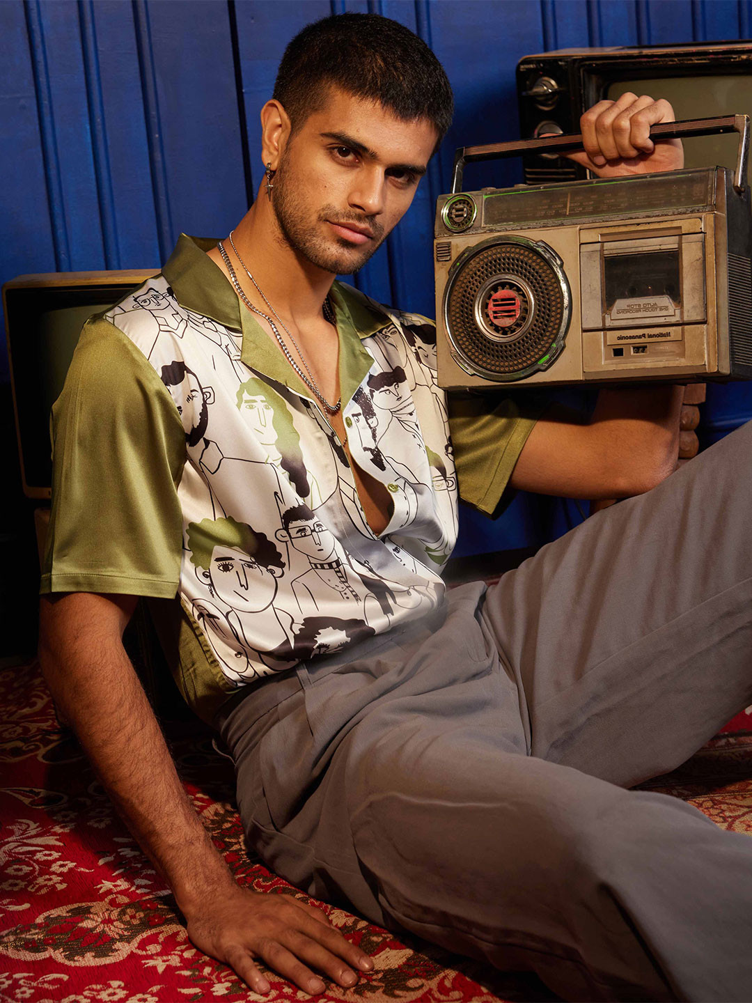 CLUBHAVANA Vivid Expressions Comfort Graphic Printed Premium Soft Satin Casual Shirt