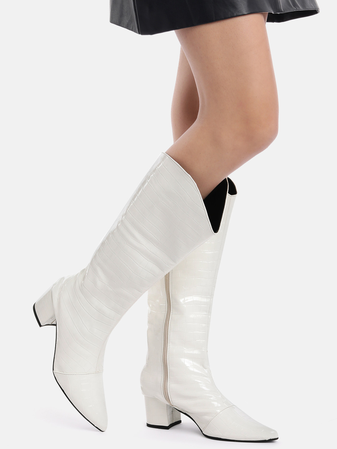 ZORI WORLD DEZIRE Women Croc Patent Textured High Top Boots